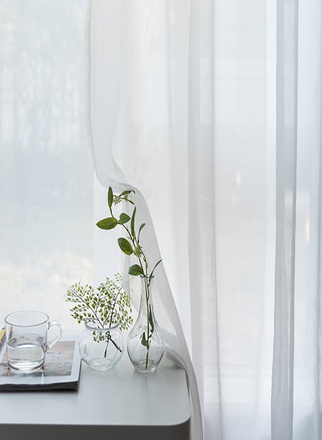 Sheer Curtains Living Room Rod Pocket Window Curtain Panels Bedroom Semi Sheer Voile Curtains White (39''Wx98''L,2 Panels) - Image 4